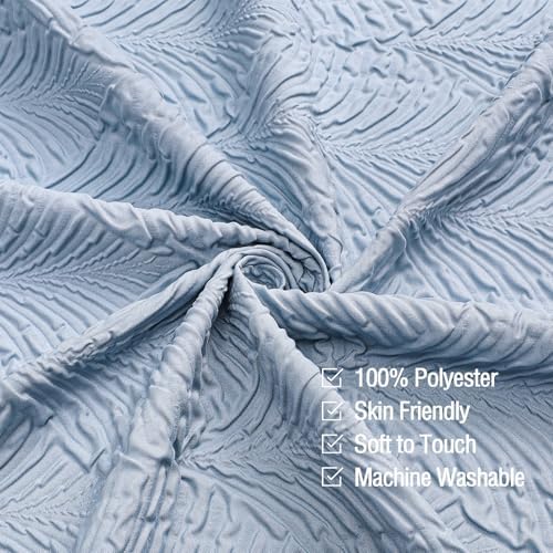 Gibelle 72x84 Extra Long Shower Curtain, Fog Blue 3D Embossed Half Bath Curtain