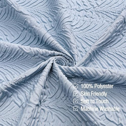 Gibelle 36x72 Small Stall Shower Curtain, Fog Blue Embossed Half Bath Curtain