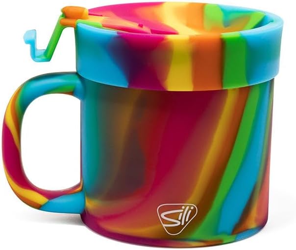 Silipint 16oz Silicone Coffee Mug Tumbler with Flip Lid – Unbreakable Dishwasher Safe Microwave Oven & Freezer Compatible – Cup for Hot Coffee Tea or Cold Drinks (Hippie Hops) Pack of 1