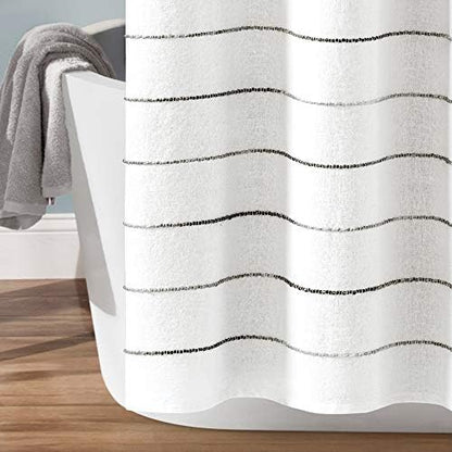 Lush Decor Ombre Stripe Yarn Dyed Cotton Shower Curtain, 72" W x 72" L, Gray & Multi - Fabric Shower Curtains - Striped Bathroom Curtain - Farmhouse & Coastal Decor