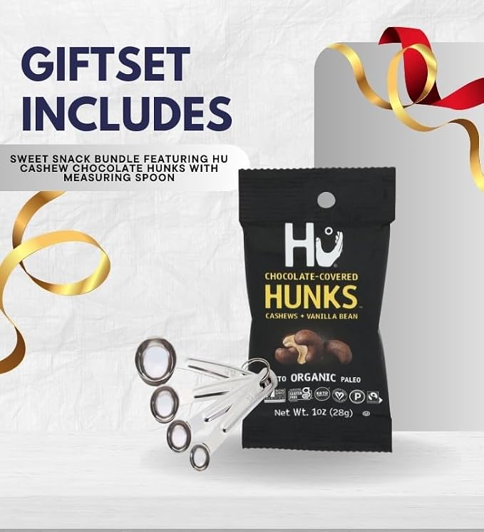 Hu Chocolate Bar Dark Cashew Hunks (1 OZ.) Bundle with Measuring Spoon for Snack Portioning and Organized Storage — Gift Set (2 Items) (Pack of 2)