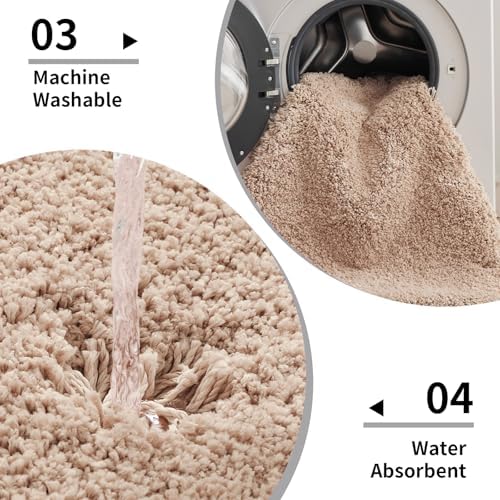 Disolla Beige Bathroom Rug 17x24 - Non-Slip Plush Small Bath Mat, Highly Absorbent & Ultra Soft Fluffy Floor Mat, Machine Washable for Shower and Tub