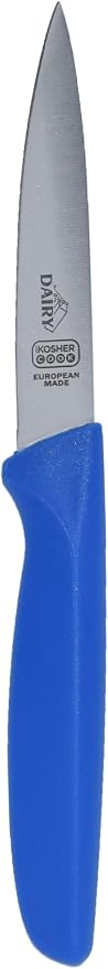 The Kosher Cook Diary Blue Kitchen Knife - 4" Steak and Vegetable Knife - Razor Sharp Pointed Tip, Straight Edge - Color Coded Kitchen Tools