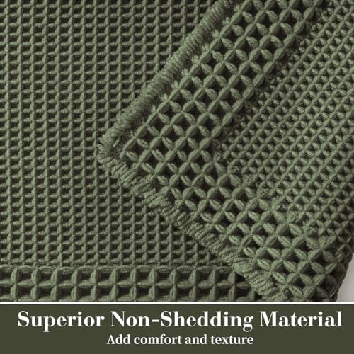 RESARE Waffle Bath Mat for Bathroom, Non Slip Bathroom Rugs 20"x32" Green