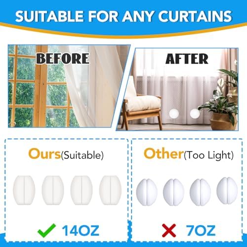 YixangDD 8 Pack Shower Curtain Weights, Magnetic Curtain Weights, 4 Pairs