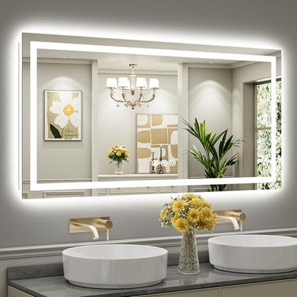 Briivue 60x30 Inch LED Bathroom Mirror with Lights, Backlit & Front Lit