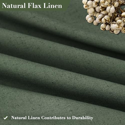 Nanspring Extra Long Linen Shower Curtain for Bathroom 90 Inch Olive Green