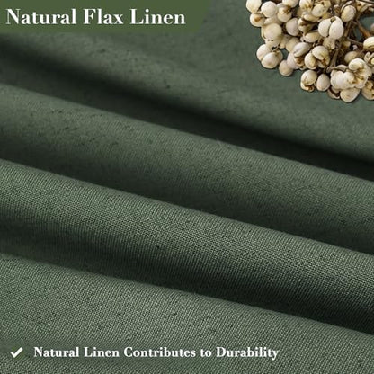 Nanspring Extra Long Linen Shower Curtain for Bathroom 90 Inch Olive Green