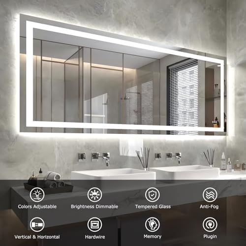 Hivone 72"X32" LED Bathroom Mirror with Lights, UL Listed