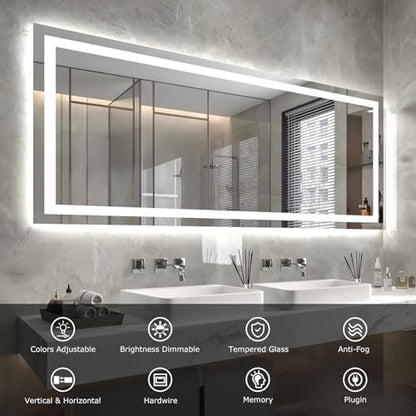 Hivone 72"X32" LED Bathroom Mirror with Lights, UL Listed