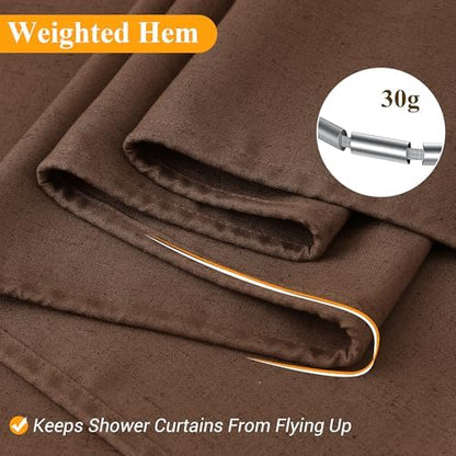 Naturoom Linen Shower Curtain 84 Inch for Bathroom Caramel Brown 1 Panel