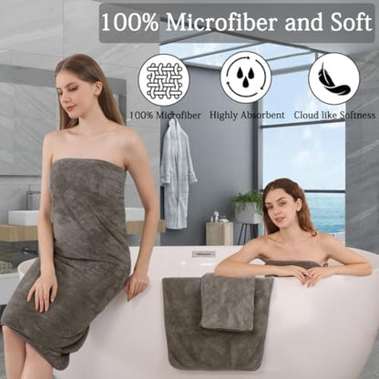 8-Piece Bath Towels Set,2 Oversized Large Bath Towels Sheet,2 Hand Towels and 4 Washcloths - 600 GSM Soft Microfiber Highly Absorbent Quick Dry Shower Towel Collection for Bathroom Hotel and Spa,Brown