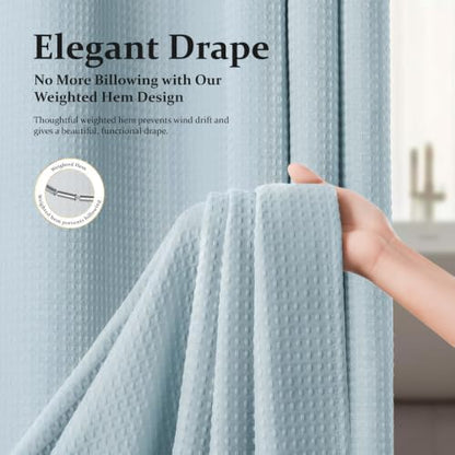 Dynamene Stall Waffle Shower Curtain 256 GSM Heavy Fabric 36x72 Fog Blue