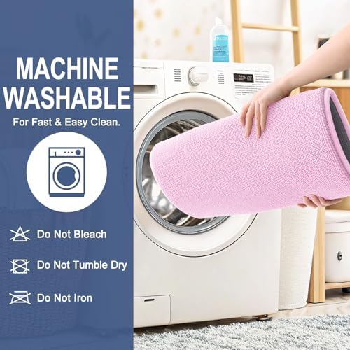 OLANLY Thick Memory Foam Small Bathroom Rug 24x16, Absorbent Bath Mat, Pink