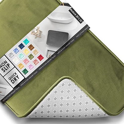 Clara Clark Bathroom Rugs, Velvet Memory Foam Bath Mat, Non-Slip, Machine Washable Bath Rugs - Dries Quickly, Ultra Soft Plush Bath Mats for Bathroom, 20 x 32, Sage Green