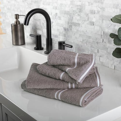 Lavish Home Rio 8 Piece 100% Cotton Towel Set - White & Silver