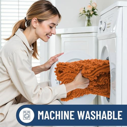 Smiry Bathroom Rugs 24X16, Extra Soft Rubber Backing Chenille Bath Mats