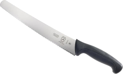 Mercer Culinary M23412 Millennia Black Handle, Wide Fine Sawtooth Blade, Bread Knife