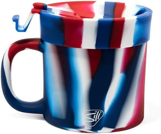 Silipint 16oz Silicone Coffee Mug Tumbler with Flip Lid – Unbreakable Dishwasher Safe Microwave Oven & Freezer Compatible – Cup for Hot Coffee Tea or Cold Drinks (The Patriot) Pack of 1
