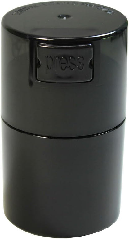 Vitavac 5 to 20 Gram Airtight Storage Container - Patented Vacuum Seal, Storage for Coffee, Grounds, Herbs, Spices, Dry Goods - Small Portable Container - Black Pearl