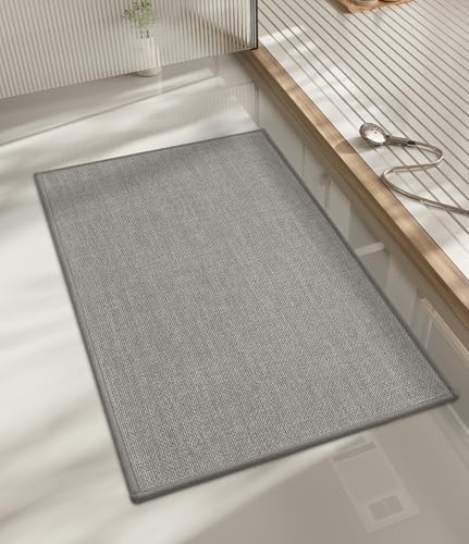 chakme Bathroom Rugs Mat 32x17, Ultra Thin Non Slip Bath Mat Quick Dry Absorbent Bath Mat for Bathroom Floor, (Dark Grey, 32"x17")