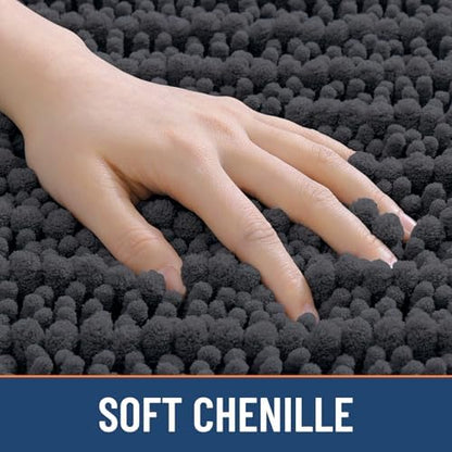 Smiry Bathroom Rugs 34X21, Extra Soft Rubber Backing Chenille Bath Mats