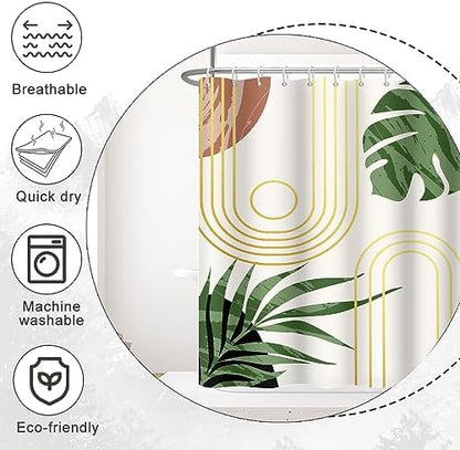 Boho Sage Green Shower Curtain for Bathroom 72x84 Inch