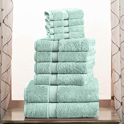SUPERIOR Egyptian Cotton Ultra Plush & Absorbent, 10 Piece Set, Sea Foam