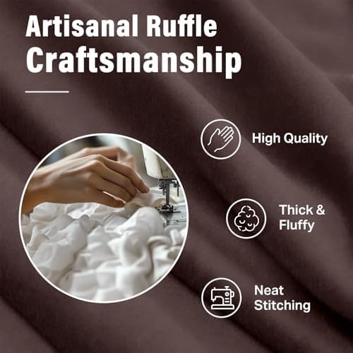 Seasonwood Brown Ruffle Shower Curtain Farmhouse Shower Curtain 72 X 72