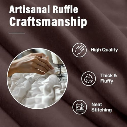 Seasonwood Brown Ruffle Shower Curtain Farmhouse Shower Curtain 72 X 72