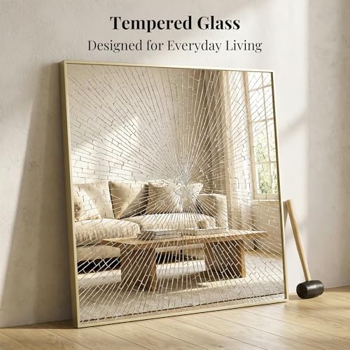 30"x30" Satin Gold Framed Square Bathroom Vanity Wall Mirror