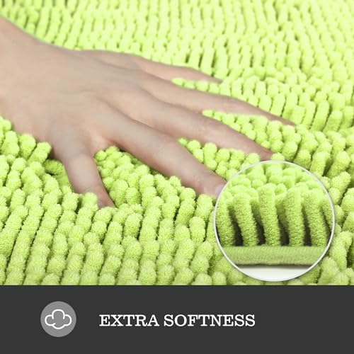 Yeaban Chenille Apple Green Bathroom Rug 20"x32", Non-Slip Rubber Backing