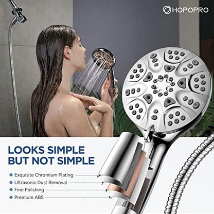 HOPOPRO 7-Mode High Pressure Handheld Shower Head with Power Wash, Chrome