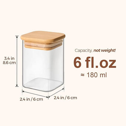 ComSaf Spice Jars with Labels 6 oz 12Pack, Small Spice Containers Starter Set, Glass Seasoning Jars with Lids, Square Seasoning Containers for Salt, Pepper, Chili Powder, Sugar, Ginger Ground, Cumin