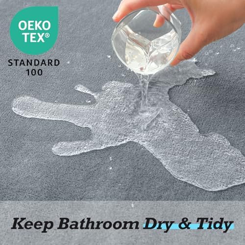 HUXMEYSON Bathroom Rugs Sets 2 Piece, Non-Slip & Quick Dry Bath Mat Set, Ultra Soft Velvet Bath Rugs for Bathroom, Toilet and Shower Floor, Grey