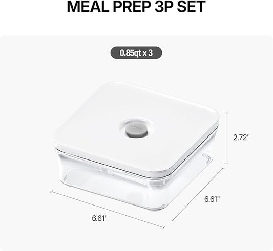 VAKUEN Premium Airtight Food Storage Container. Meal Prep 0.85qt 3pc/Set. 3pcs Container. Patented Double Silicone Lining, 100% Leak Proof, BPA-FREE