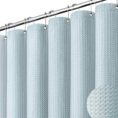 Dynamene Stall Waffle Shower Curtain 256 GSM Heavy Fabric 36x72 Fog Blue