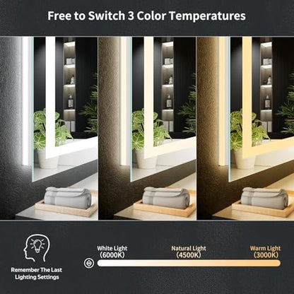 24"x42" LED Bathroom Mirror with Lights, Anti-Fog, Backlit+Frontlit