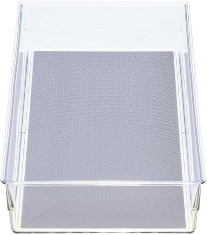 Glad Drawer Organizer Bin, 15x6 - Heavy Duty Clear Plastic Storage Tray for Junk Drawers, Kitchen Utensils, Bathroom Vanity, and Organizing Pantry - BPA Free, Food Safe, Non Slip