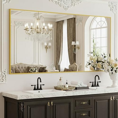 FICTOR Bathroom Vanity Mirror for Over Sink, 60" x 36", Gold