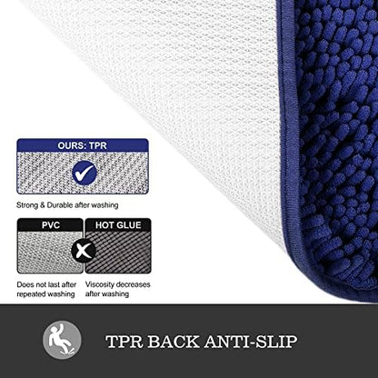 Yeaban Chenille Royal Blue Bathroom Runner Rug 17"x47"