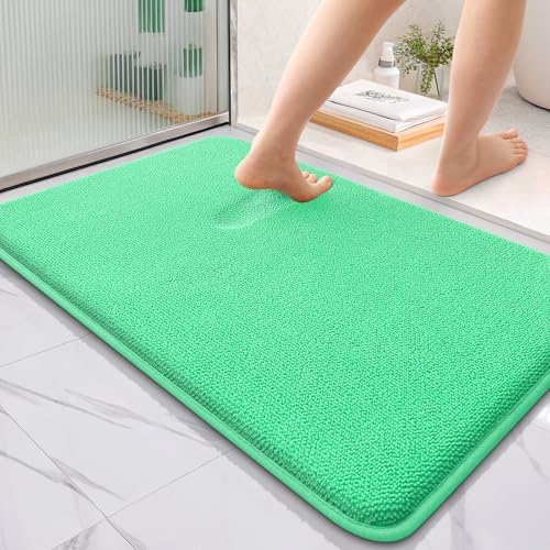 OLANLY Thick Memory Foam Bathroom Rug 36x24, Absorbent Bath Mat, Mint Green