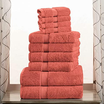 SUPERIOR Egyptian Cotton Ultra Plush & Absorbent, 10 Piece Set, Coral