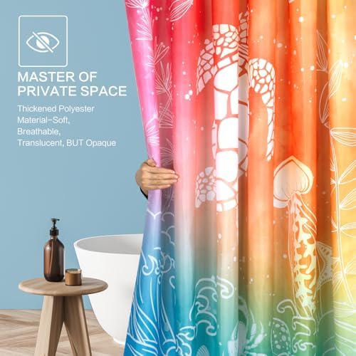 Beach Ocean Shower Curtain, Sea Turtle Drift bottle Summer Shower Curtain