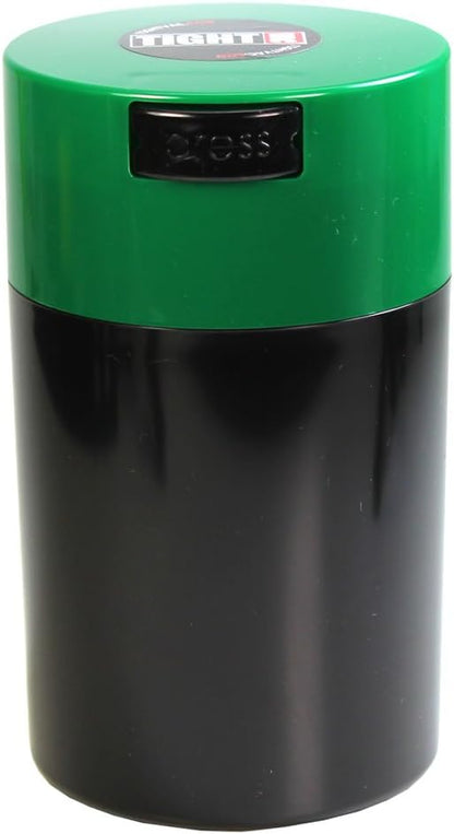 Tightvac - 1 oz to 6 ounce Airtight Multi-Use Vacuum Seal Portable Storage Container for Dry Goods, Food, and Herbs - Dark Green Cap & Black Body