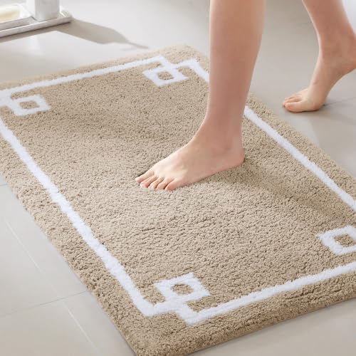 Madison Park Evan 100% Cotton Bath Rug Plush Absorbent, 24" x 40", Taupe