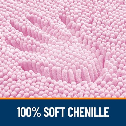 OLANLY Chenille Bathroom Rugs Mats Sets 2 Piece, 30"x20"+24"x20", Pink