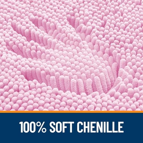 OLANLY Chenille Bathroom Rugs Mats Sets 2 Piece, 36"x24"+24"x20", Pink