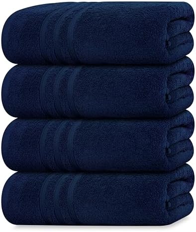 Tens Towels 4 Piece Bath Towels 27x54 Inches, Navy