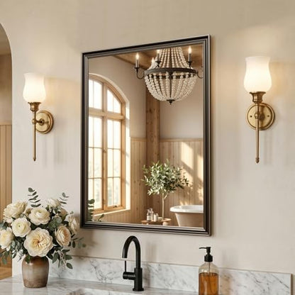 Retro Copper Effect Framed Wall Mirror, 24x32 Rectangle Mirror